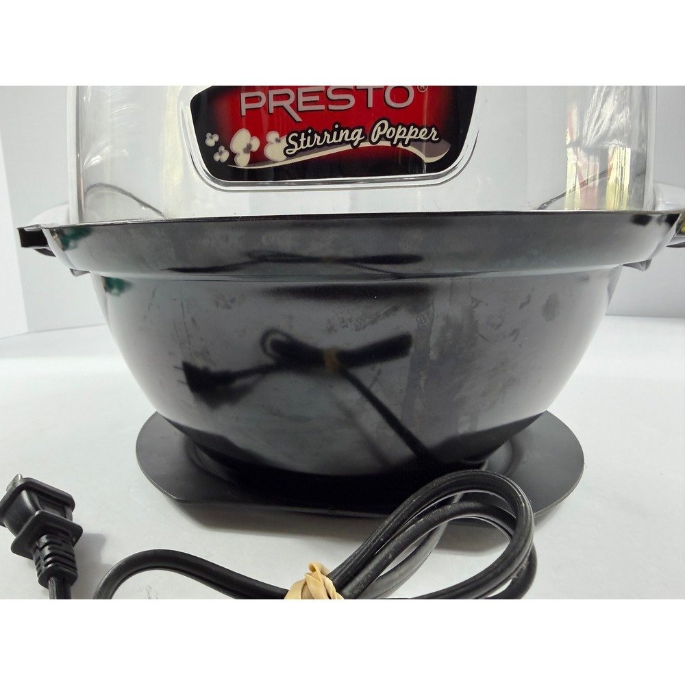 Presto Stirring Popcorn Popper 6 Qt Model 052001 Dome Bowl Tested Working